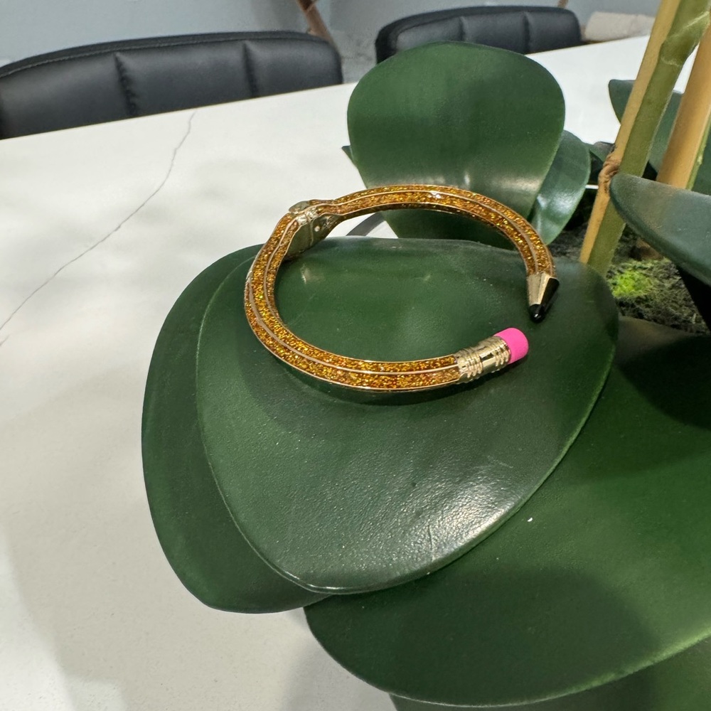 Betsy Johnson school pencil glittery bracelet bangle jewelry